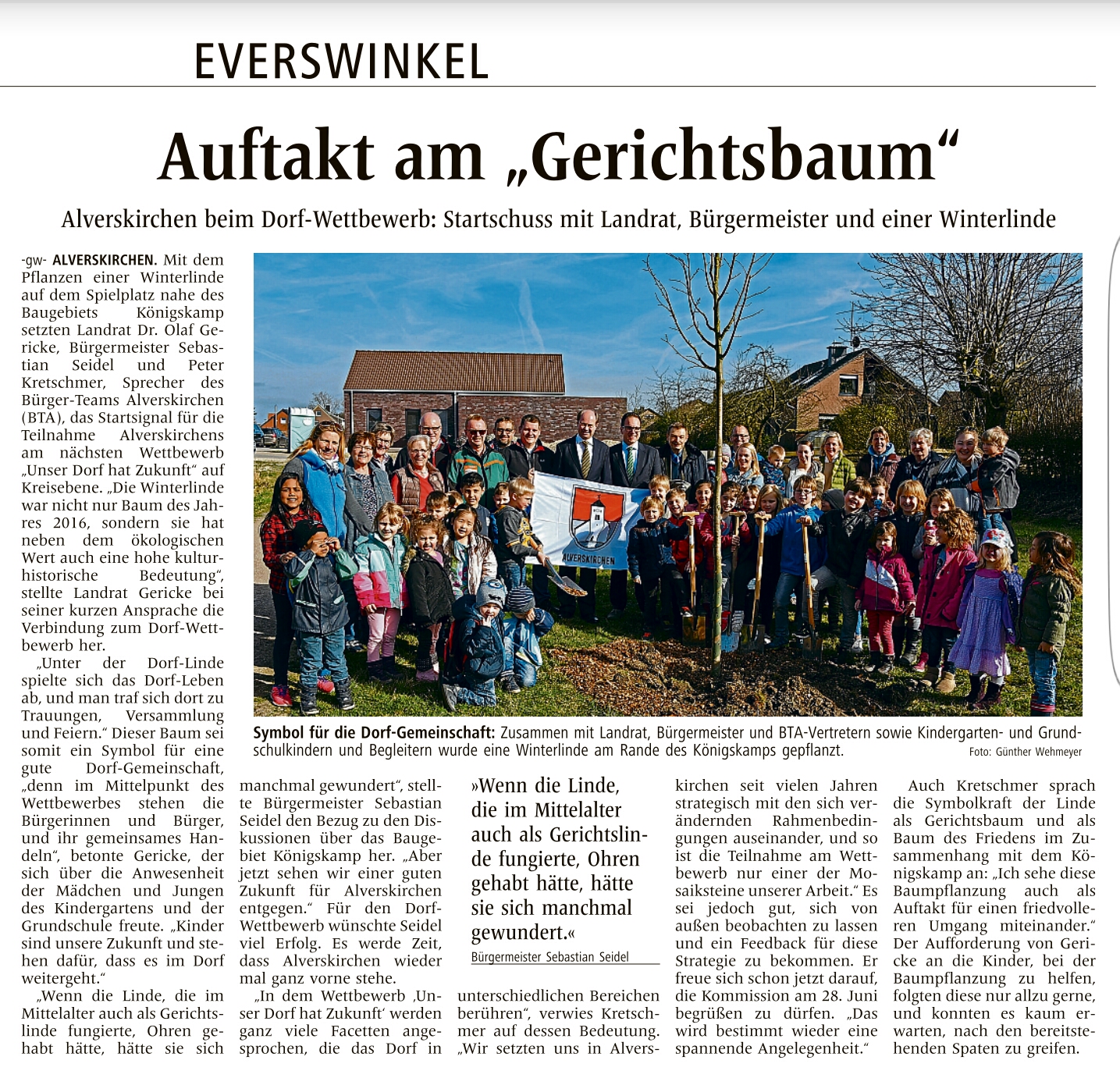 Bepflanzung Winterlinde Königskamp   WN vom 17.03.2017