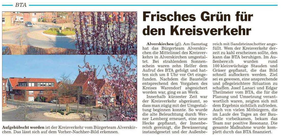 Frisches Grün für den Kreisverkehr   Die Glocke vom 29.03.2017