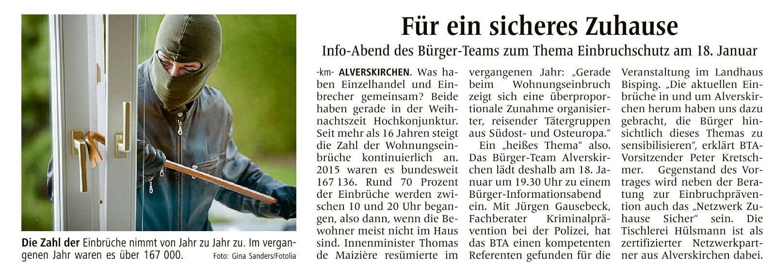 Für ein sicheres Zuhause   WN 06.01.2017
