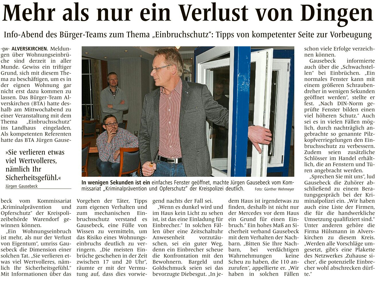 Infoabend Einbruchschutz   WN 20.01.2017